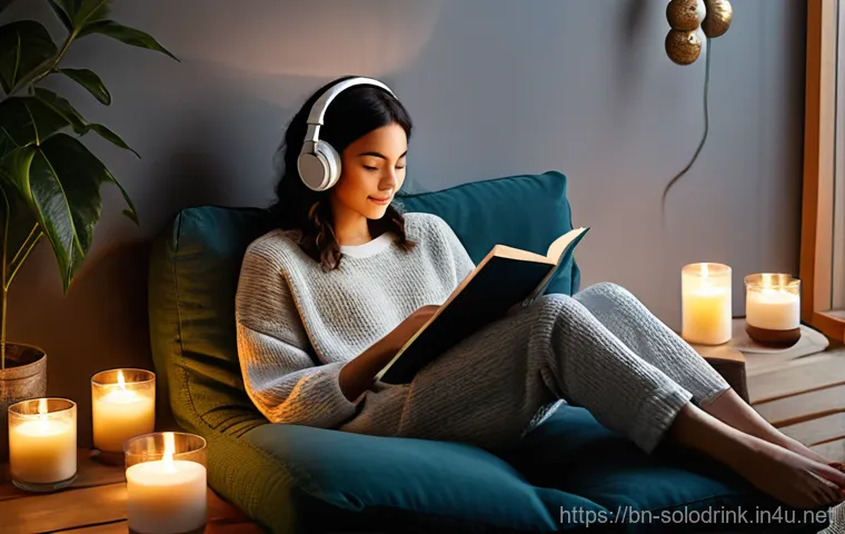 혼술 파티 초대장 만들기 - Prompt 1: Serene Self-Care Evening**