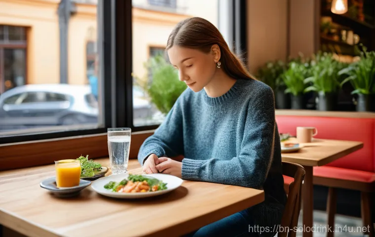 혼술과 혼밥의 차이 - Image Prompt 1: Peaceful Solo Dining**